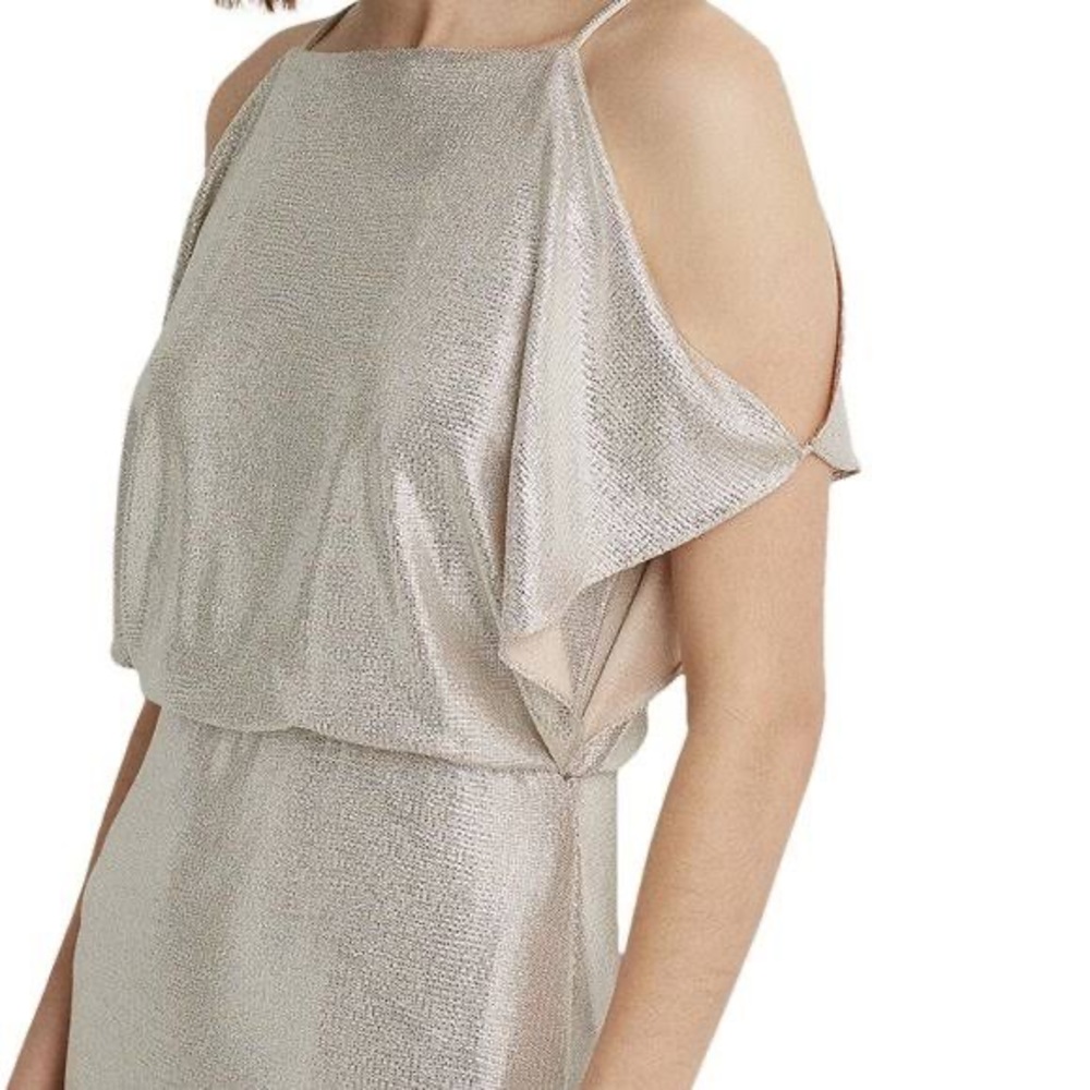 Ralph Lauren evening gown. Grecian style, champagne, flutter sleeves - Picture 6 of 9